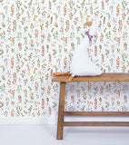 QUEYRAN - Papel de parede para crianças - Motivo de herbário de flores