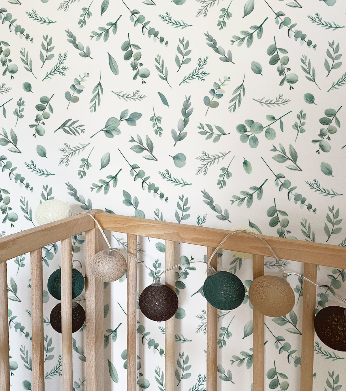 GREENERY - Papel de parede para crianças - Motivo de folhas de eucalipto