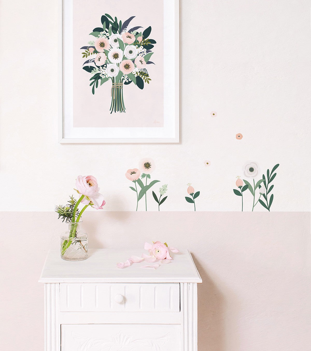 WONDERLAND - Adesivos de parede - Flores de anémona cor-de-rosa