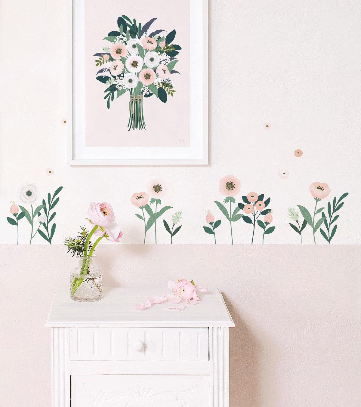 WONDERLAND - Adesivos de parede - Flores de anémona cor-de-rosa