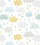 SMILE IT'S RAINING - Papel de parede infantil - Motivo de nuvens e gotas