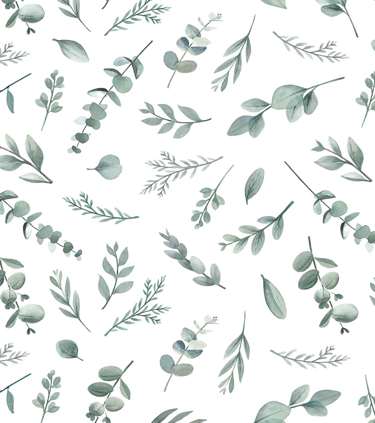 GREENERY - Papel de parede para crianças - Motivo de folhas de eucalipto