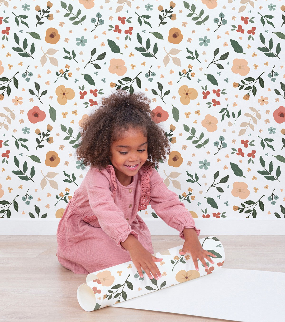 BLOEM - Papel de parede para crianças - Motivo de flores e folhas