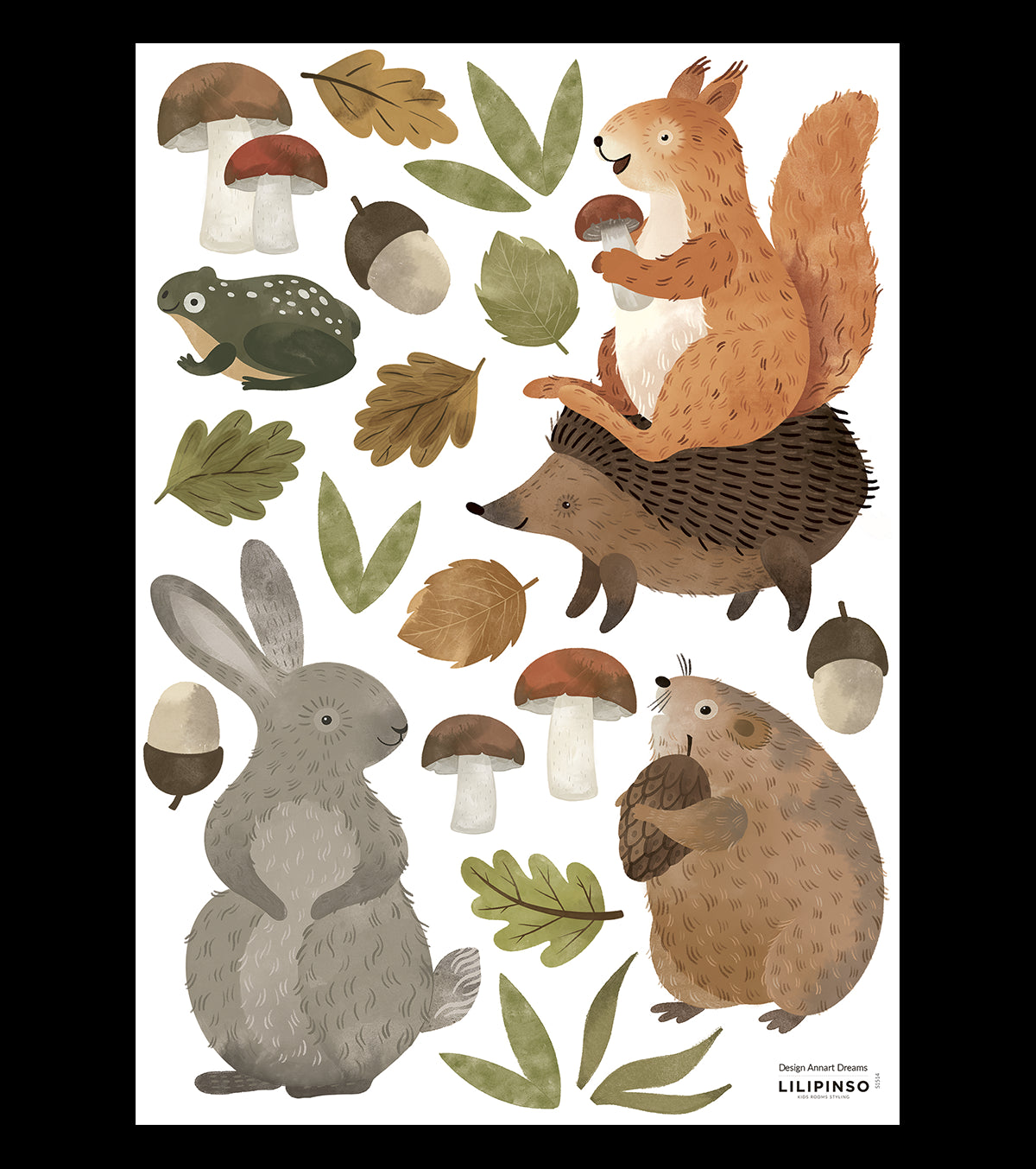 NORWOOD - Autocolantes de parede - Floresta : coelho, ouriço, esquilo ...