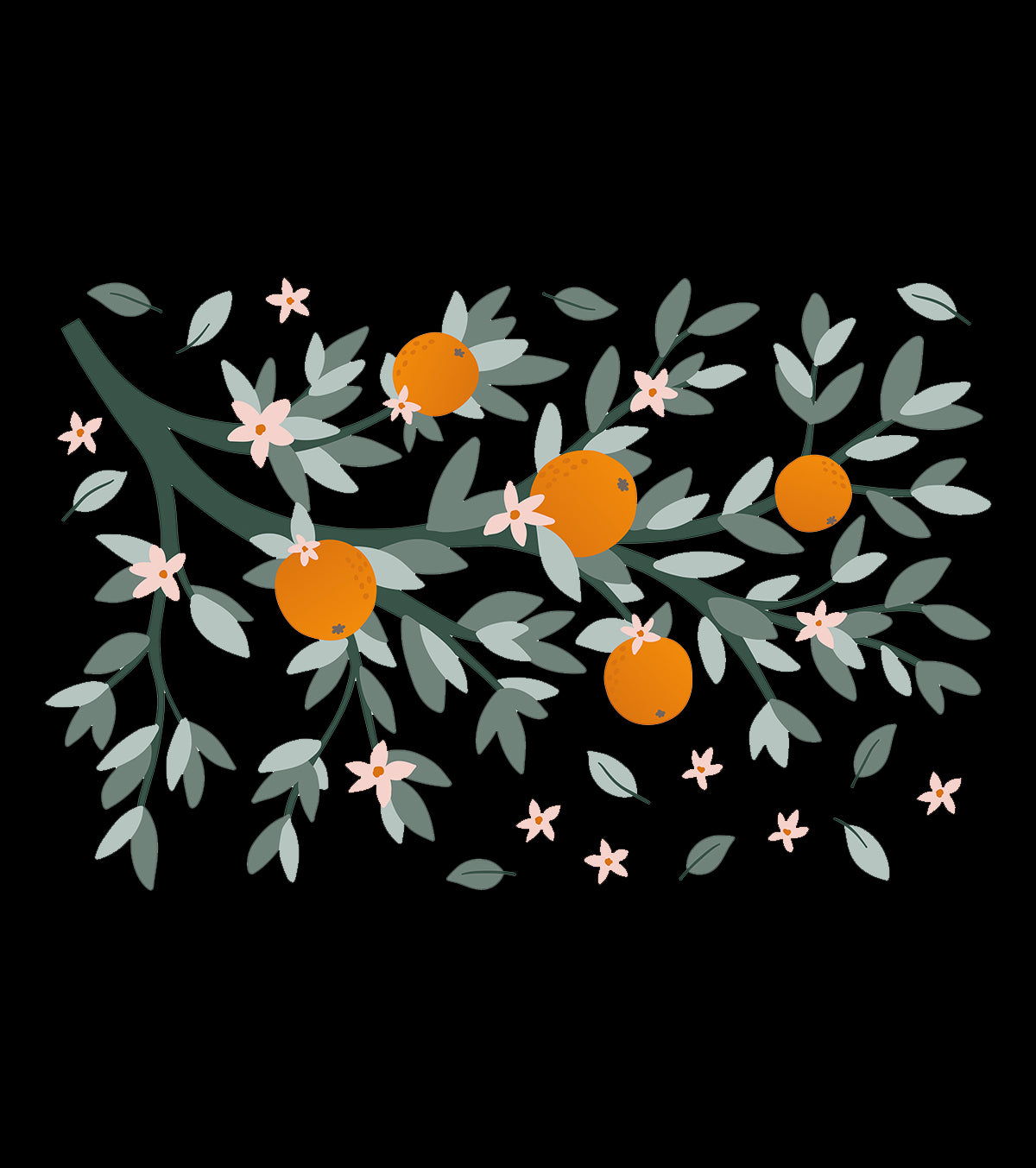 LOUISE - Autocolante grande - Ramos e laranjas