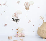 SELENE - Autocolantes de parede - Animais e balões (cor-de-rosa)