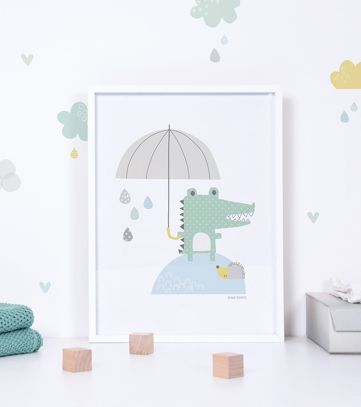 SMILE IT'S RAINING - Cartaz para crianças - Crocodilo e o seu guarda-chuva