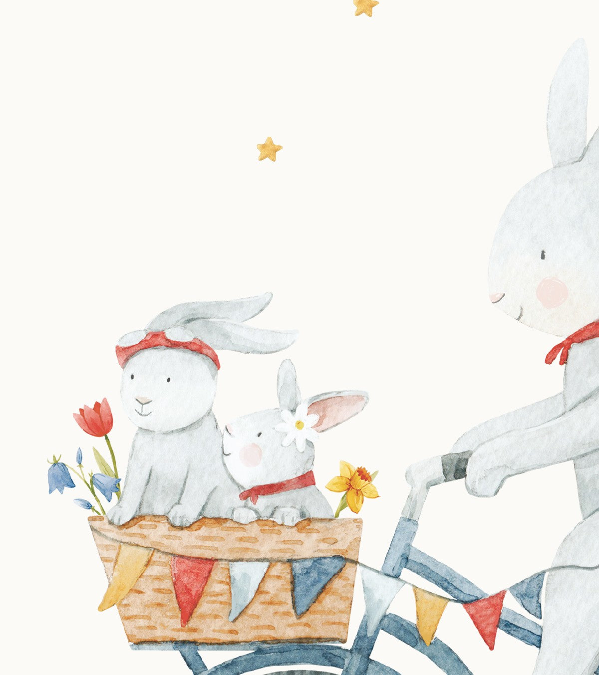 GENTLE FRIENDS - Conjunto de 4 posters para crianças - Coelho, urso, raposa, balões de ar quente