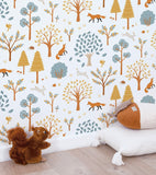 JÖRO - Papel de parede para crianças - Motivo floresta (raposa)