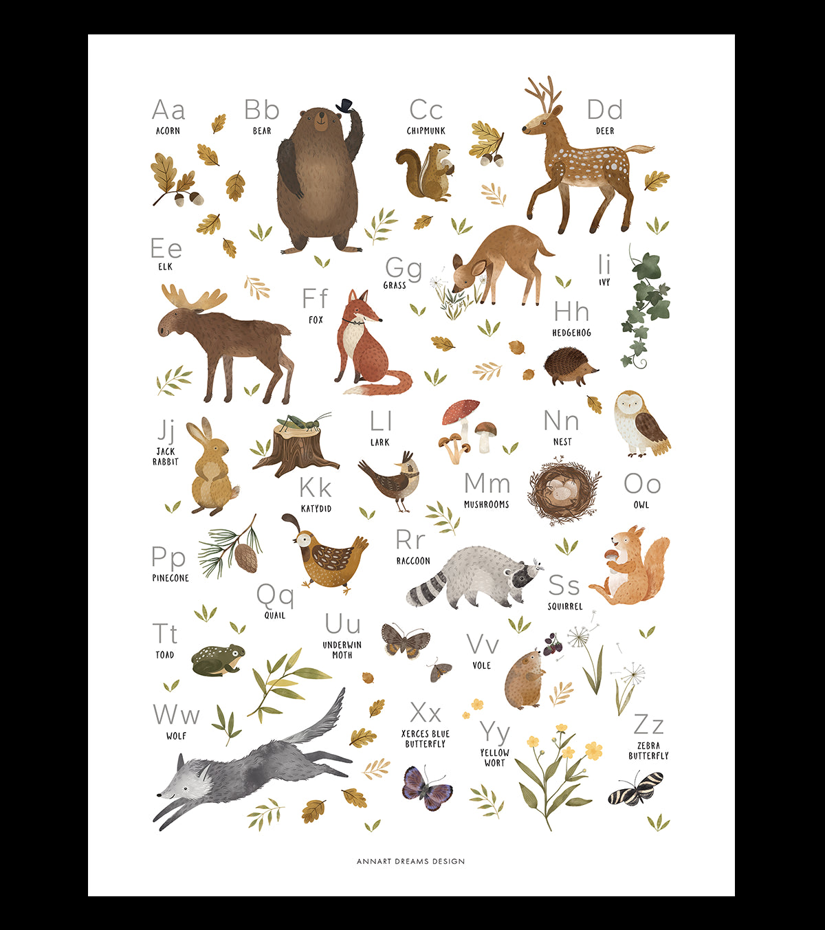 NORWOOD - Cartaz para crianças - Animais da floresta ABC
